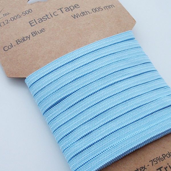 3m schmales Gummiband hellblau 5mm breit – Maskengummi baby blue