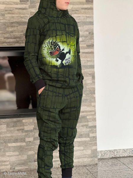 Sweat mit Struktur Druck dunkelgrün - Chestnut Friends Kombi French Terry by Thorsten Berger