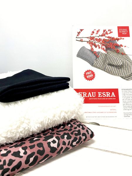 DIY Nähset für Handschuhe FRAU ESRA • Fäustlinge aus Softshell und Teddy Gr. S-L