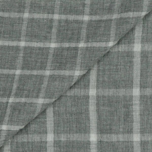 Baumwolle Musselin Karo hellgrau – Double Gauze Melange Check grey