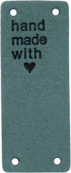 Kunstleder Label handmade with ❤️ petrol - für deine Nähprojekte, Strickwerke & Gebasteltes