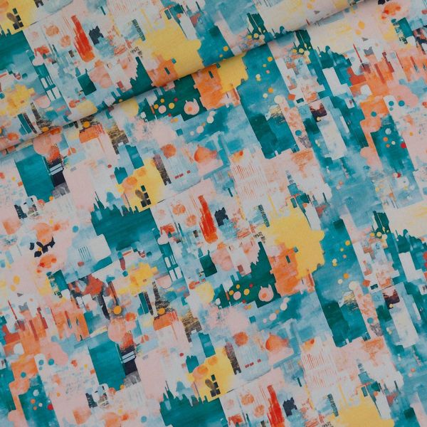 fließende Viskose abstrakt petrol gelb - City Joy M von See You At Six