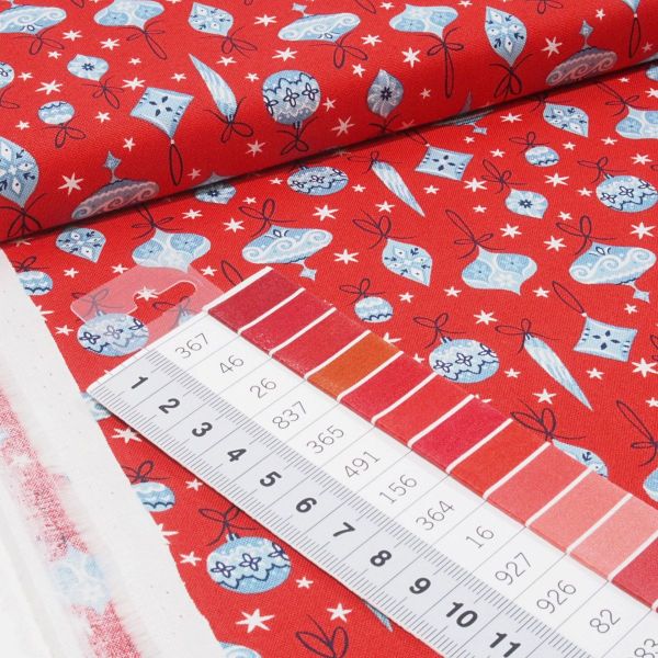 Baumwolle Christbaum Weihnachtskugeln rot - Festive Collection