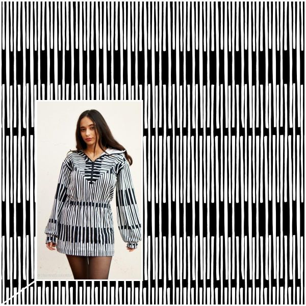 Sweat mit Klavier Tasten schwarz weiß - French Terry Piano von Swafing