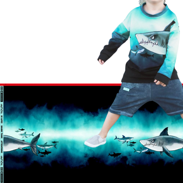French Terry Big Shark Tank - großer Hai - Salty Soul by Thorsten Berger - 85cm Panel