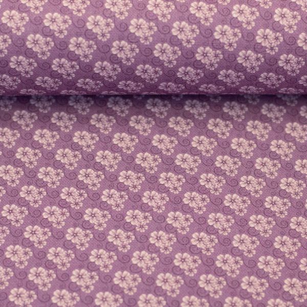 Baumwollstoff Else mauve mit kleinen Blüten – Swafing Webware