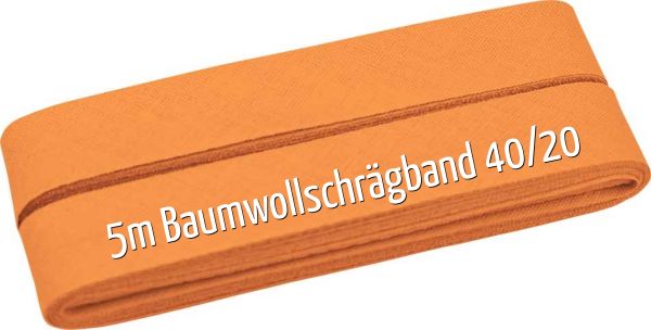 5m Schrägband aus Baumwolle lachs apricot - Baumwollschrägband 40/20/10