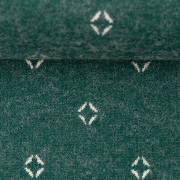 Jacquard Strickstoff Rauten dunkelgrün – Kuschelstrick von Swafing