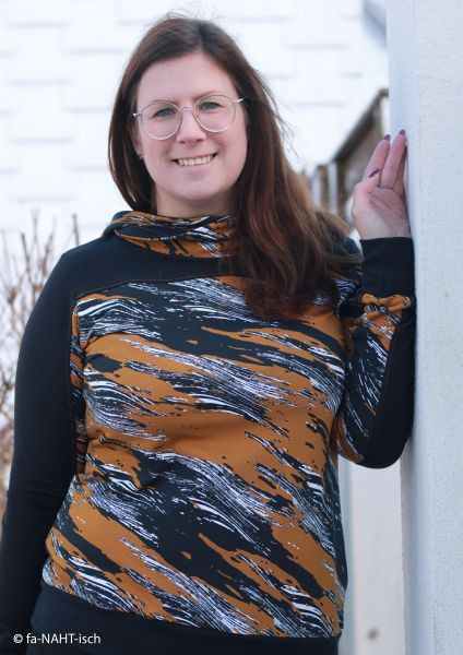 Sweat abstraktes Scratch Muster senf - French Terry Sandro von Swafing