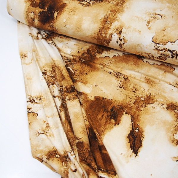 Viskose Jersey Marmor braun beige – melierter marmorierter Kleiderstoff Batik