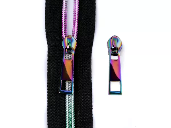 Zipper lang holo rainbow für 5mm Spirale Endlosreißverschluss SR5 regenbogen bunt