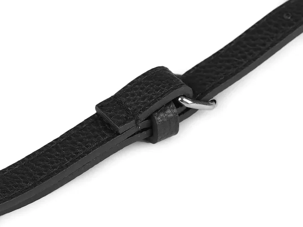 Kunstleder Taschenhenkel schwarz mit Karabinern silber 1,5cm breit