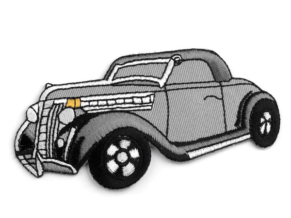 Bügelbild Oldtimer Auto grau - Applikation zum Aufbügeln