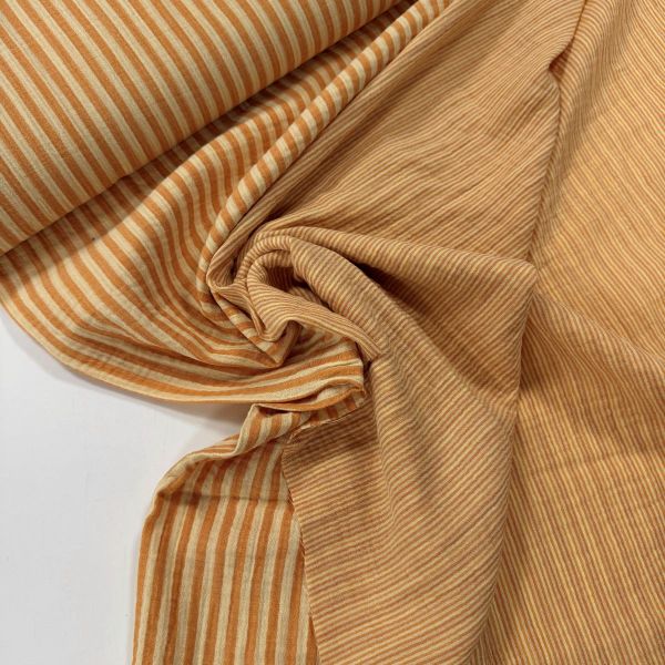 Doubleface Musselin Ringelblumen Gelb gestreift