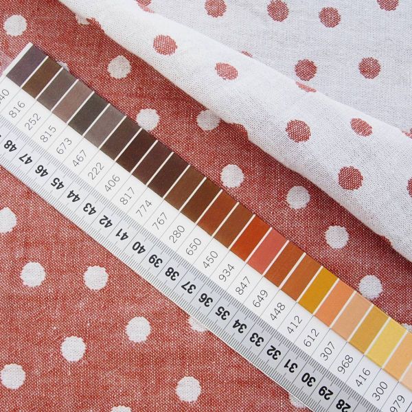 Baumwolle Musselin Jacquard Punkte rost rot weiß – Doubleface Dots rust