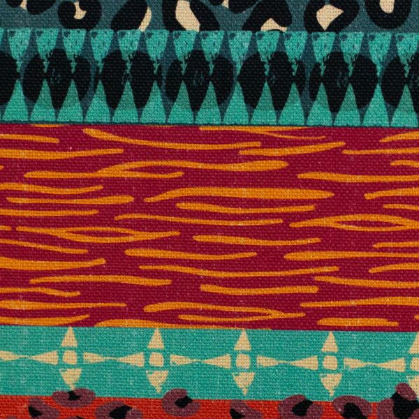 Dekostoff Wild Stripes - Canvas mit wilden Streifen in Rost Bordeaux Türkis