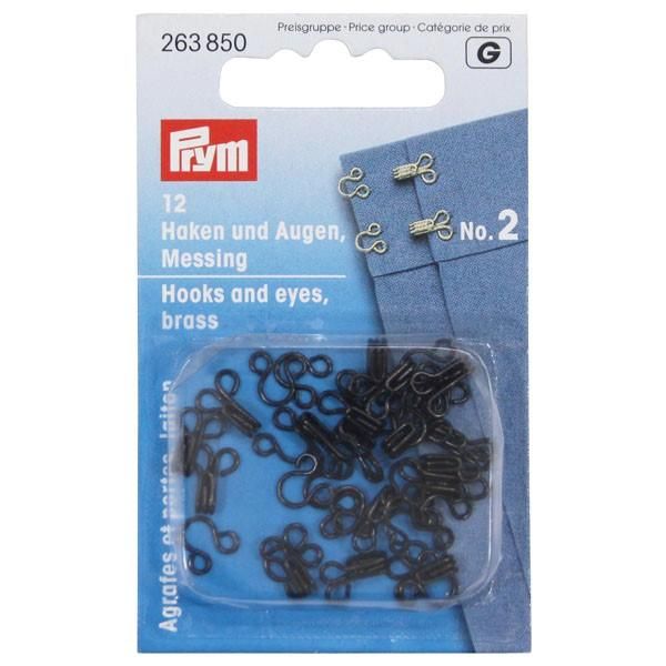 12 Haken & Augen von Prym in schwarz Gr. 2 Midi - Verschluß Haken Öse mittel für Kleider & Röcke