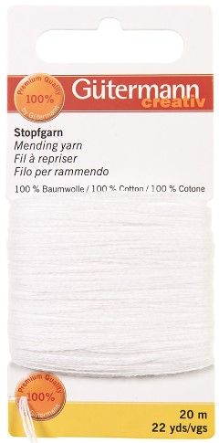 20m Gütermann Stopfgarn weiß – 100% Baumwolle für Reparaturen & Handarbeiten