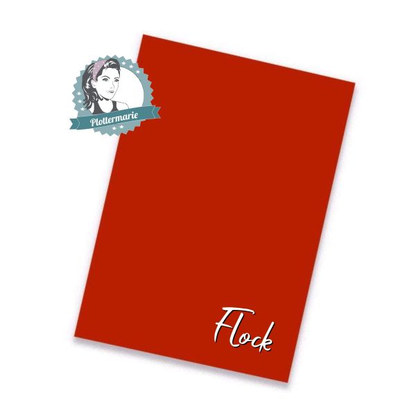 Flockfolie für Textildruck rot A4 - Plotterfolie von Plottermarie Flock Velours 480µ