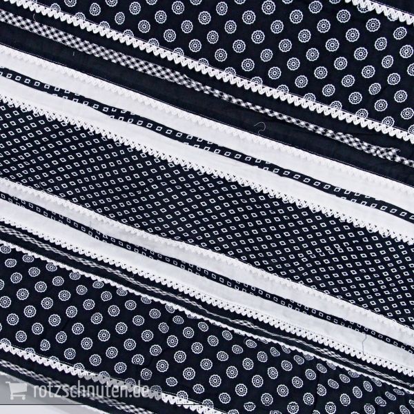 Baumwolle Patchwork GIPSY – Streifen genäht mit Rüschen in schwarz weiß