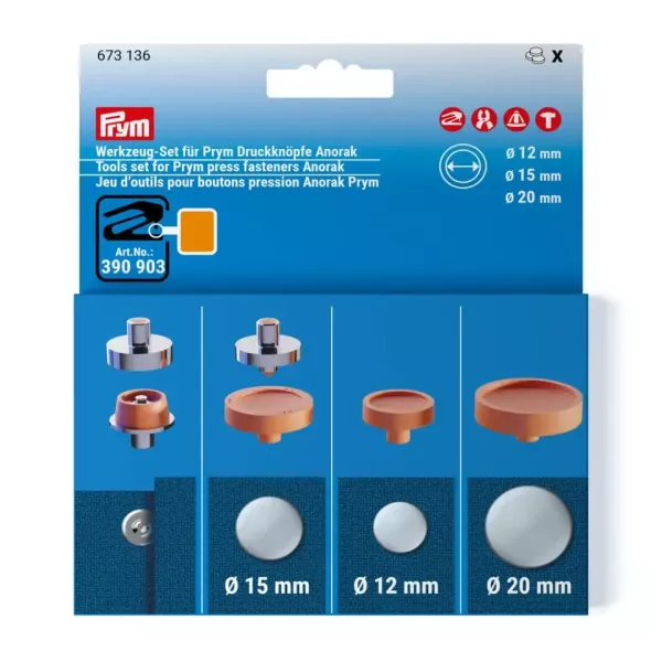 Werkzeugset für das Prym Vario Creative Tool - Werkzeug für Anorak Druckknöpfe 15 12 & 20mm