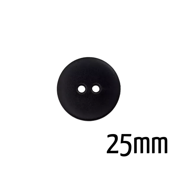 Schwarzer Knopf 25 mm aus Polyester mit 2 Löchern