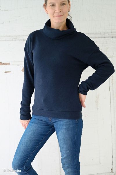 Strickstoff Bono Navy – dunkler Baumwollstrick von Swafing