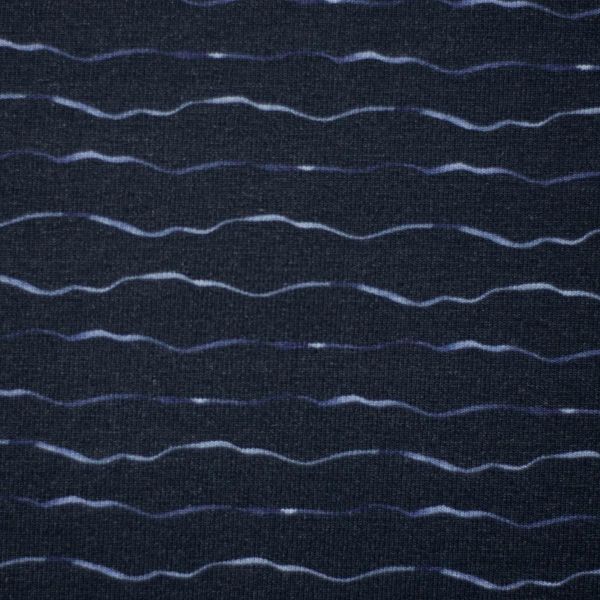 Baumwolljersey Wellen Streifen dunkelblau navy – Serie Aurich waves maritim by Swafing