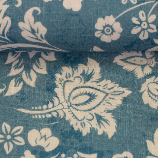 Double Slub Musselin Paisley blau creme – Double Gauze von Swafing
