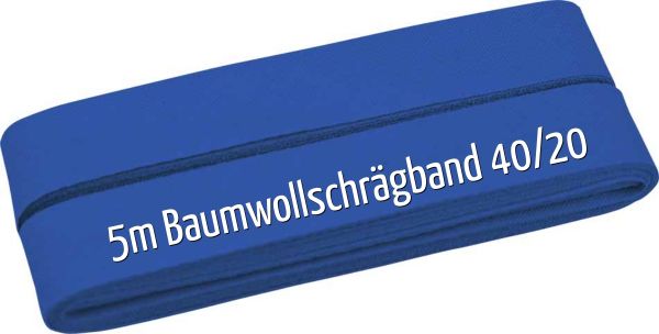 5m Schrägband aus Baumwolle blau - Baumwollschrägband 40/20/10