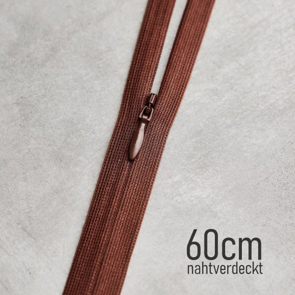 meetMILK Nahtreißverschluss Pecan 60cm – dunkelbraun schokobraun YKK