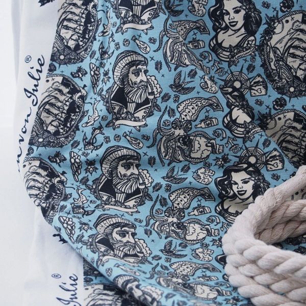 Sweat Seemann Braut Anker Seegelboot türkis hellblau – French Terry Maritim Kapitän FVJ2384