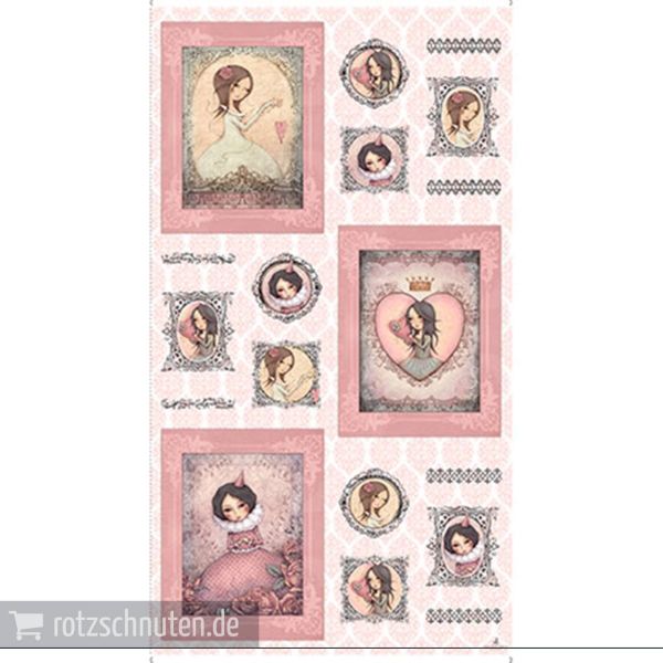 60cm Baumwolle Panel Santoro Mirabelle All For Love – Mädchen in Rahmen rosa