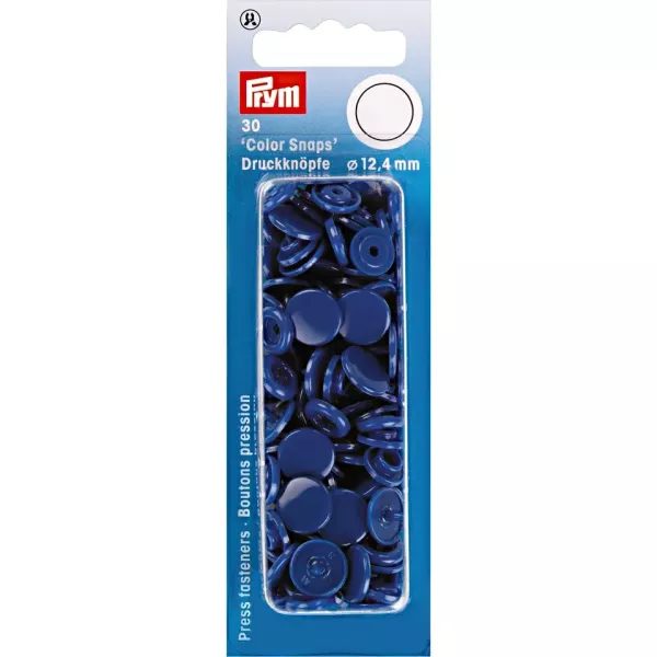 30 Prym Color Snaps – Blaue Druckknöpfe (Ø 12,4 mm) für Kleidung & Accessoires