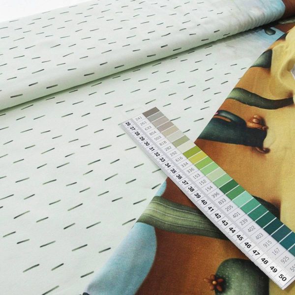 Baumwolljersey Kaktus & Chamäleon Bordüre – 35cm Rapport fortlaufend