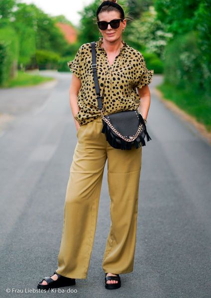 Hose aus TENCEL™ Lyocell Webware uni oliv khaki – Hannah von Swafing