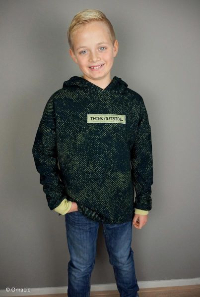 Sweat mit Struktur Druck Scratch dunkelgrün - Any Questions Kombi French Terry by Thorsten Berger