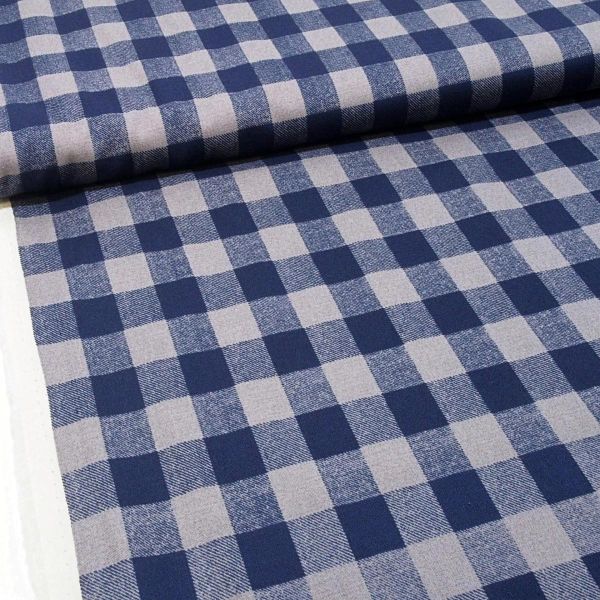 Baumwolle Vichy Karo Muster navy grau - Winter Playground
