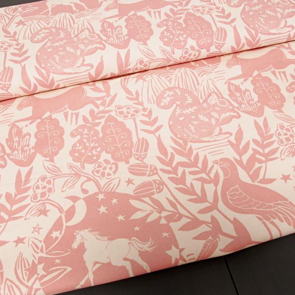 Deko Canvas Westonbird Blue Einhorn Hase altrosa – Clarke & Clarke Panama Baumwolle