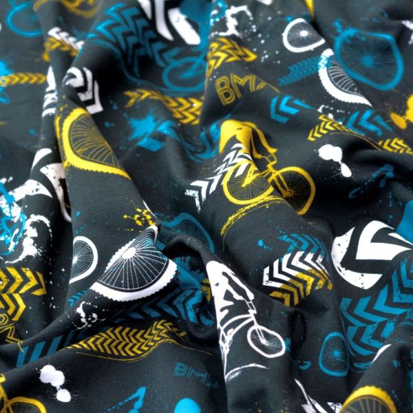 Sweat Streetstyle BMX Cross Rad schwarz senf petrol von lycklig – French Terry