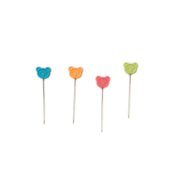 60 extra lange Nadeln Stecknadeln für Quilten & Co - Motiv Bär