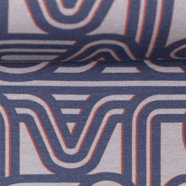 Sweat Retro grau blau - French Terry Casual by Thorsten Berger Edgy von Swafing