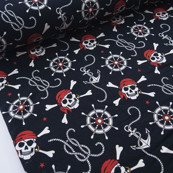 Sweat Totenkopf Piraten schwarz – French Terry Sculls FVJ