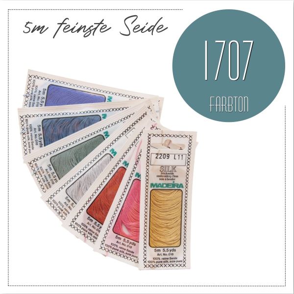 Stickgarn Madeira Silk petrol blau 1707 - Sticktwist aus feinster Seide zum Sticken und Applizieren