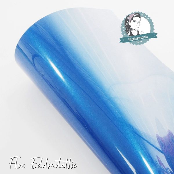 Flexfolie für Textildruck Edelmetallic A4 blau - Plotterfolie von Plottermarie Flex 90µ