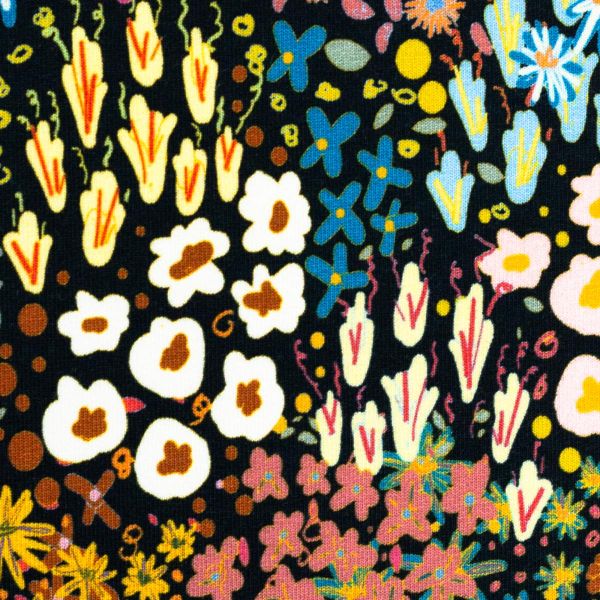 Modal Sweat kleine Blüten schwarz bunt Streublumen – Serie Joana von Swafing