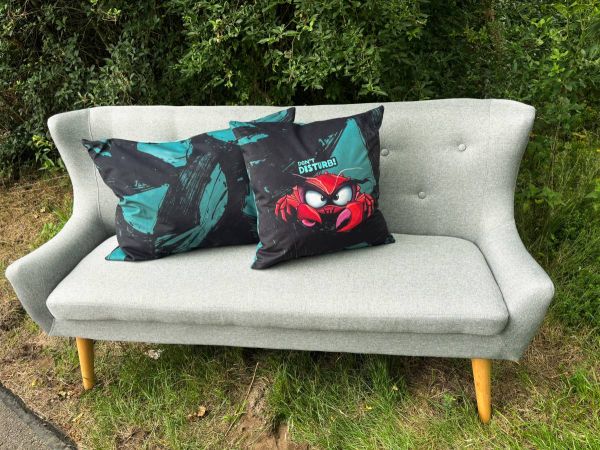 Veloursamt DIY Panel für 2 petrol Krabben Kissen - Salty Pillow Eddy the Crab Swafing - 115cm