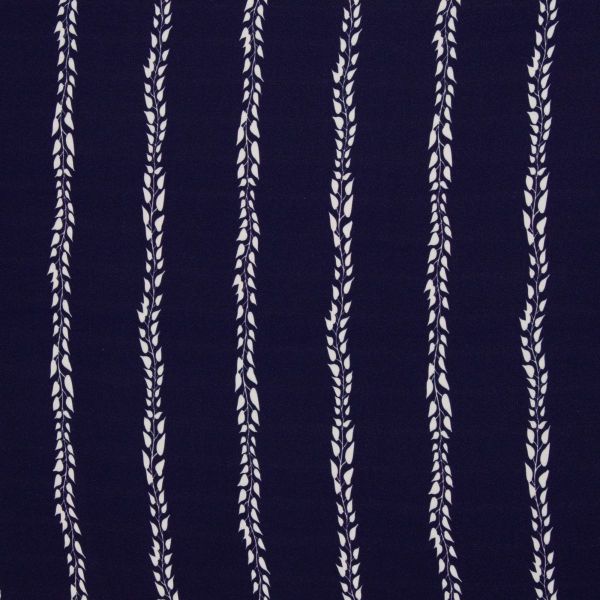 Viskose Webware Simply Leaves navy dunkelblau • Blätterstreifen von Swafing