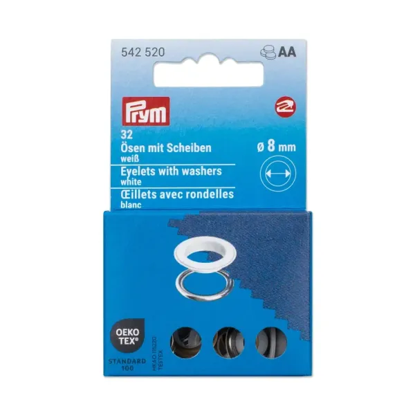20 Ösen mit Scheiben 8mm weiß - für das Prym Vario Creative Tool