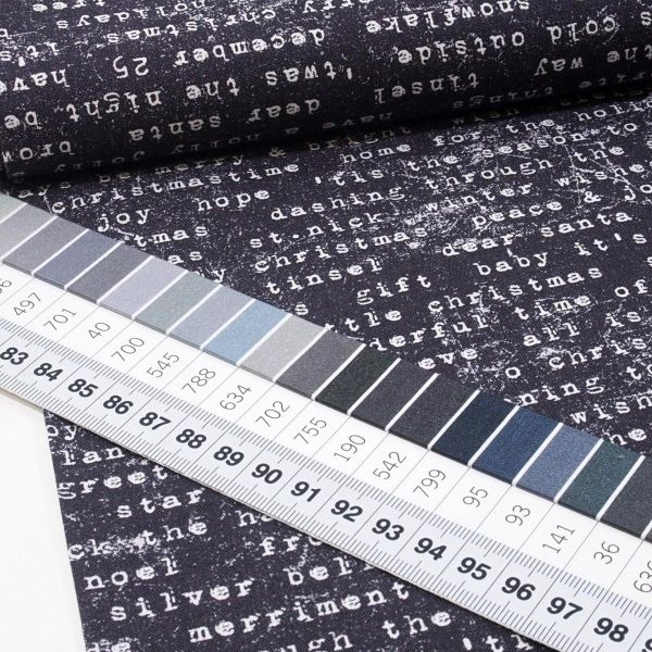Baumwolle Schreibmaschine Schrift Retro Vintage - Yuletide Tim Holtz Tidings Type black